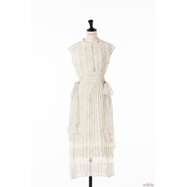 Her lip to(ハーリップトゥ)の【専用】Polka Dot Side Bow Pleated Dress レディースのワンピース(ロングワンピース/マキシワンピース)の商品写真