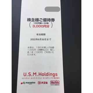 USMH 株主優待券 3000円分(ショッピング)