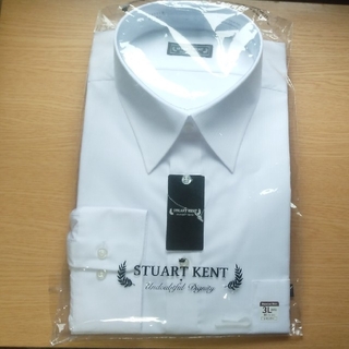 ワイシャツ長袖　紳士　3L　白ストライプ(シャツ)