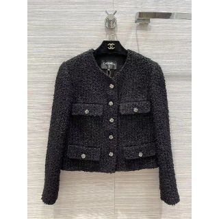 シャネル ツイードジャケット ノーカラージャケット(レディース)の通販 シャネル ツイードジャケット ノーカラージャケット(レディース)の通販