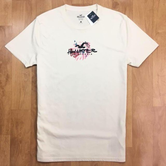 Hollister(ホリスター)の新品【メンズM】★ホリスター★バタフライモチーフ背中ロゴ半袖Ｔシャツ/ベージュ メンズのトップス(Tシャツ/カットソー(半袖/袖なし))の商品写真