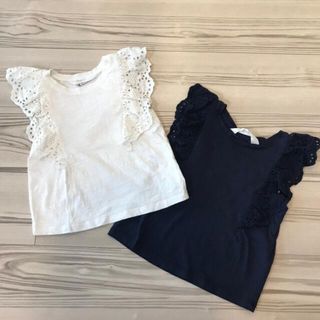 エイチアンドエム(H&M)の専用4枚セット【H＆M】エイチアンドエム トップス フリル 白 紺 サイズ92(Tシャツ/カットソー)