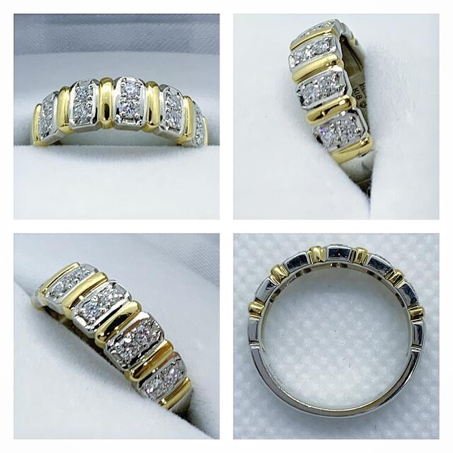 Ambroseアンブローズ☆Pt900、K18YG、D0.31ct、コンビリングの Ambroseアンブローズ☆Pt900、K18YG、D0.31ct、コンビリングの