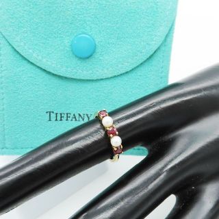 ティファニー(Tiffany & Co.)の希少 美品 ティファニー ゴールド パール ルビー リング LL36(リング(指輪))