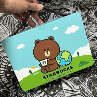 スターバックスコーヒー(Starbucks Coffee)の海外　台湾　スターバックス　ラインフレンズ　クッキー缶　キャリーケース　ボックス(小物入れ)