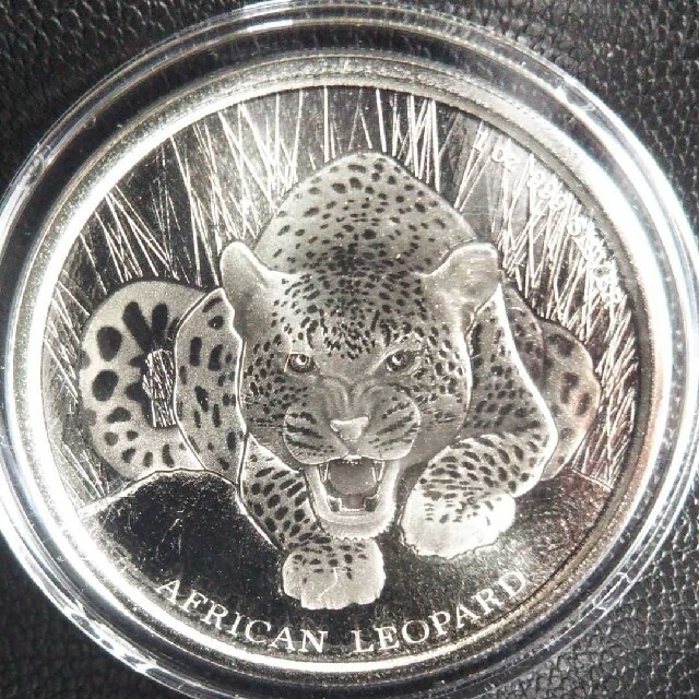 美術品/アンティーク2017年 ガーナ共和国 アフリカのヒョウ 1オンス銀貨 純銀コイン