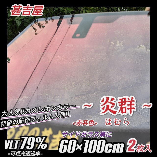 《新品》炎群ほむら/カメレオンティント/赤系色/縦60×横100㎝　2枚入