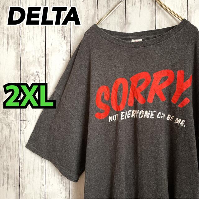 DELTA(デルタ)の2XL ビッグプリント SORRY オーバーサイズ ダークグレー DELTA古着 メンズのトップス(Tシャツ/カットソー(半袖/袖なし))の商品写真