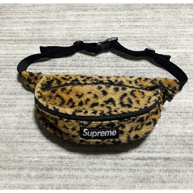 supreme 17FW leopard fleece waist bag