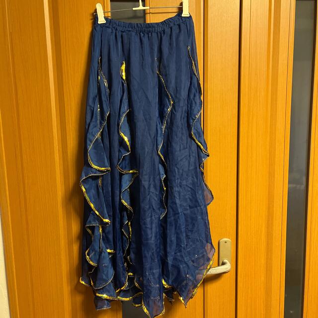 【ラテン】ピンクラメ裾ランダムスカート。b015
