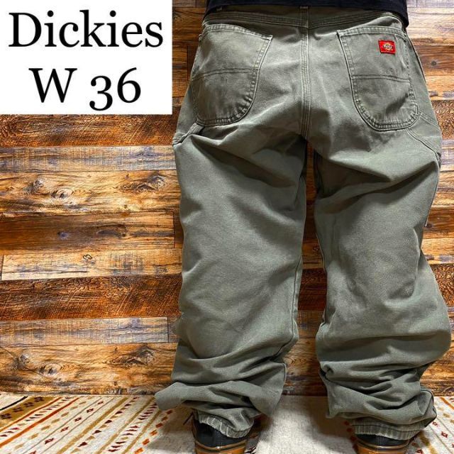 Dickies(ディッキーズ)のDickiesディッキーズw36ペインターパンツグリーン緑カーキ古着ワークパンツ メンズのパンツ(ワークパンツ/カーゴパンツ)の商品写真