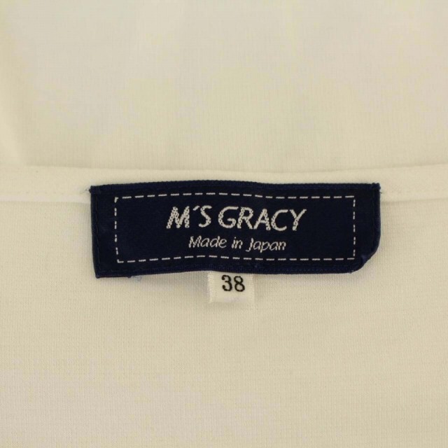 M'S GRACY(エムズグレイシー)のエムズグレイシー カットソー 七分袖 花柄 刺繍 シースルー シアー 38 白 レディースのトップス(その他)の商品写真