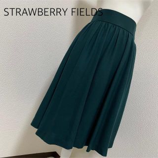 ストロベリーフィールズ(STRAWBERRY-FIELDS)の【クリーニング済】STRAWBERRY FIELDSフレアスカート　緑(ひざ丈スカート)