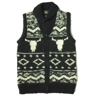 RRL ダブルアールエル COWICHAN HAND KNIT VEST カウチンハンドニットベスト S ベージュ セーター Double RL ジップアップ ショールカラー トップス【RRL】