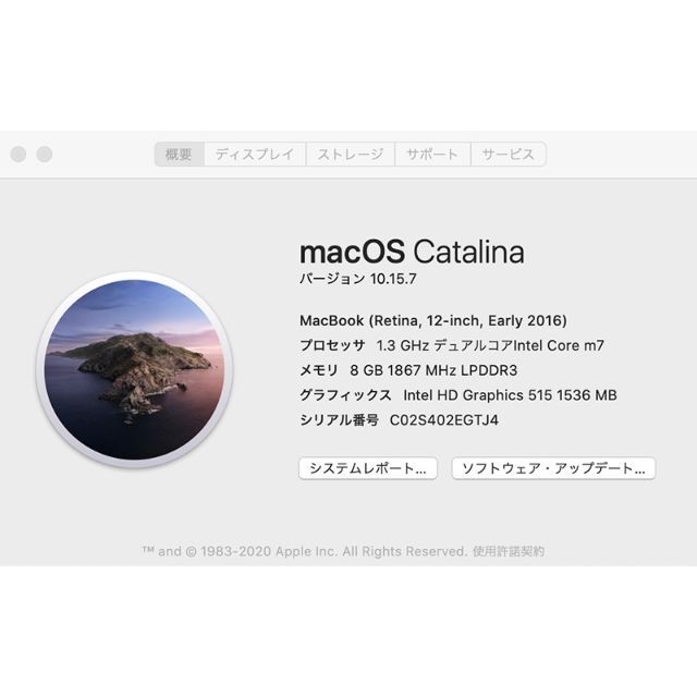 美品 MacBook 2016 m7 512GB メモリー8GB ソフトカバー付