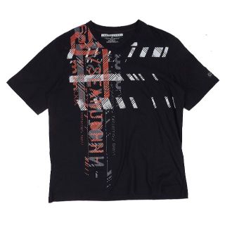 ショーンジョン(Sean John)のショーンジョン デザインプリント 半袖Vネック Tシャツ ブラック/オレンジ M(Tシャツ/カットソー(半袖/袖なし))