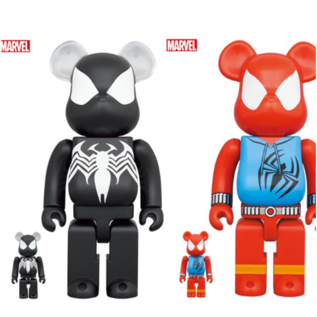 BE@RBRICK - BE@RBRICK SPIDER-MAN 100％ & 400％ 黒赤セットの通販 by