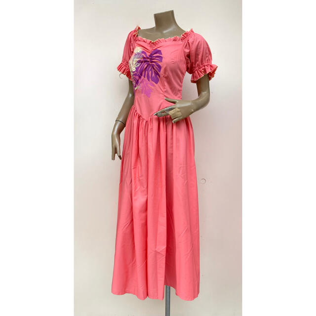 新品 import Hawaii直輸入 フラミンゴカラーのアンスリウム柄ドレス レディースのフォーマル/ドレス(ロングドレス)の商品写真