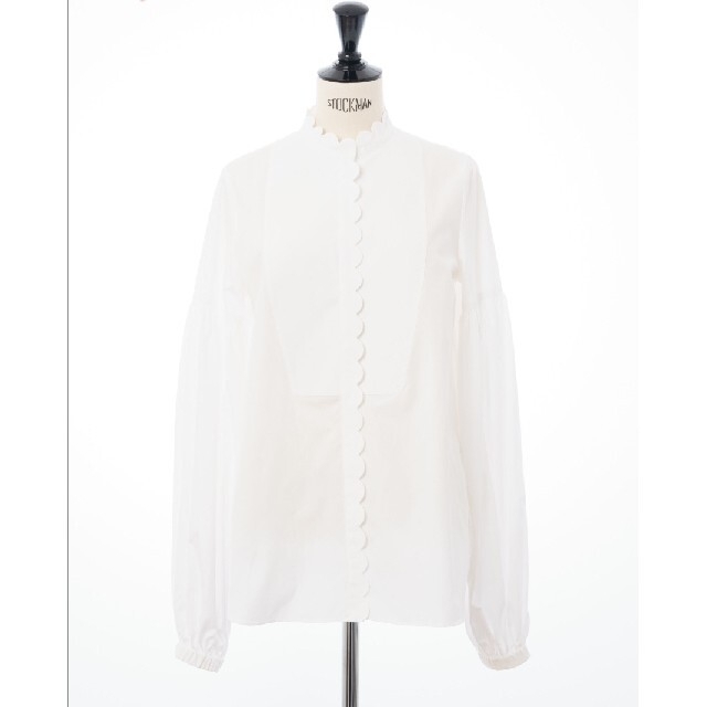 KEINA RITA  Puff Sleeve Scallop Shirt