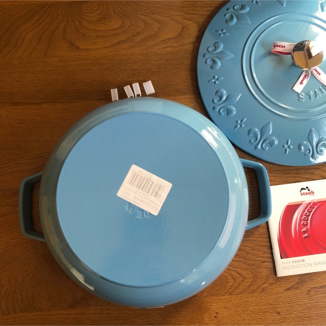 新品 staub ストウブ フルールドリス ココット サックスブルー 鍋-tops