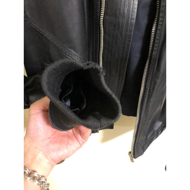 Rick Owens(リックオウエンス)のリックオウエンス　インターシャハイネック メンズのジャケット/アウター(レザージャケット)の商品写真