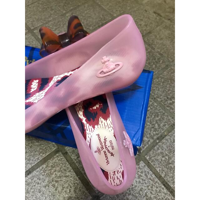 新品日本製 Vivienne Westwood X Melissa ピンク リボン 長靴 ヴィヴィアン×メリッサ アニマルトゥ レインパンプス