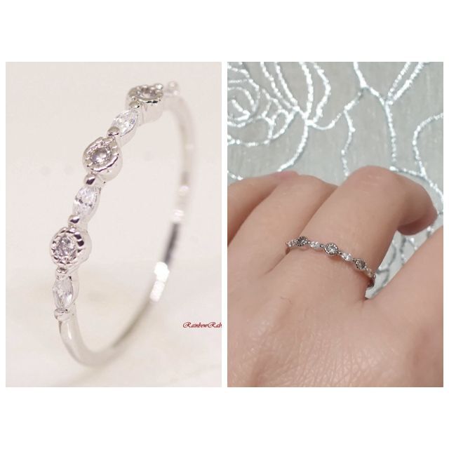 18K RGP プラチナ ダイヤ CZ リング yu1136e レディースのアクセサリー(リング(指輪))の商品写真