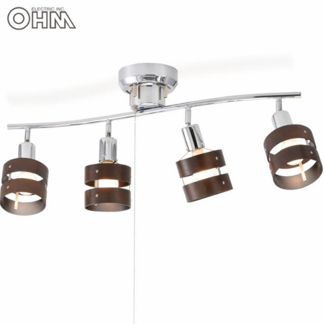 OHM 4灯シーリングライト ペンダントライト 北欧風シンプル ウッドリング 5