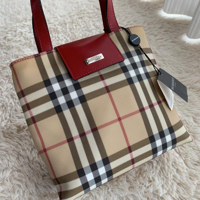 BURBERRY - バーバリー トートバッグ ミニ ノバチェック×赤の+