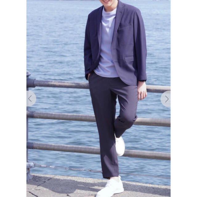 AOKI(アオキ)のAOKI アオキ アクティブワークスーツ 紺 L サッカー素材 ネイビー メンズのスーツ(セットアップ)の商品写真