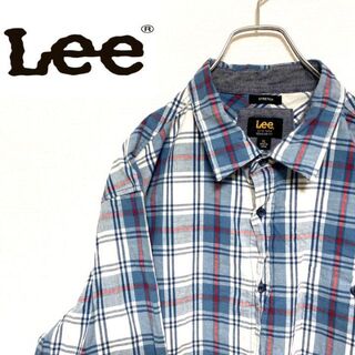リー(Lee)の●Lee● アメリカ古着　ストレッチ　長袖　チェックシャツ　ブルー　メンズ(シャツ)