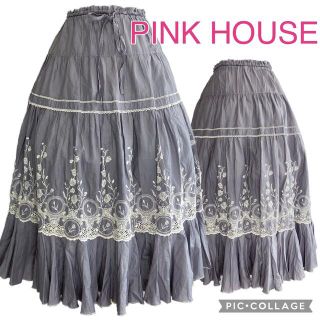 ピンクハウス(PINK HOUSE)のピンクハウス　チューリップ刺繍スカート(ロングスカート)