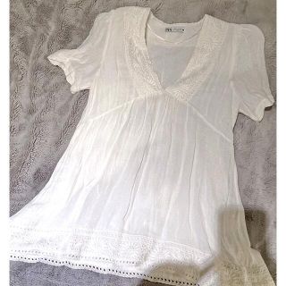 ザラ(ZARA)のzara リネン　ワンピース　ザラ　XL(ひざ丈ワンピース)