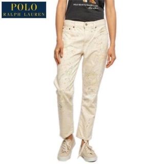 ポロラルフローレン(POLO RALPH LAUREN)の美品 W26 ラルフローレン Astor ボーイフレンド ジーンズ ペイント加工(デニム/ジーンズ)