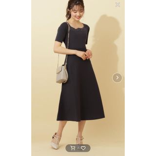 プロポーションボディドレッシング(PROPORTION BODY DRESSING)の【miel様専用】デコルテフラワーカットワークワンピース　ネイビー(ロングワンピース/マキシワンピース)