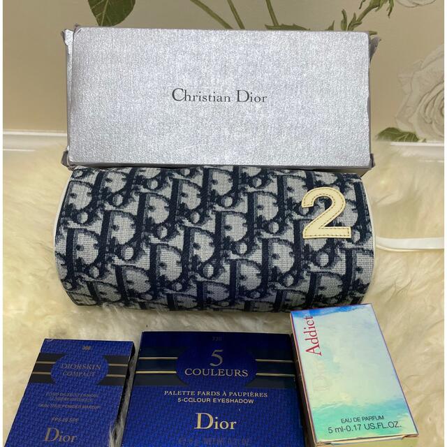 ✨新品✨ ChristianDiorトロッター ポーチホワイトネイビー☆コスメ付 ...