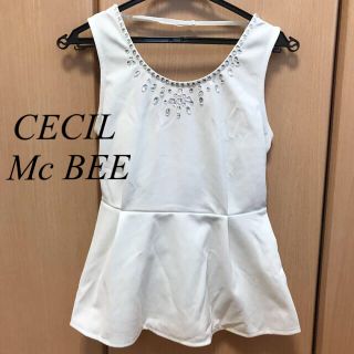 セシルマクビー(CECIL McBEE)のセシルマクビー CECIL Mc BEE バックリボン ビジュー タンクトップ(タンクトップ)