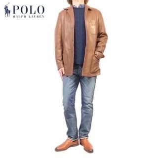 ポロラルフローレン(POLO RALPH LAUREN)の美品 ヴィンテージ ポロ ラルフローレン ラムレザージャケット シープレザー L(レザージャケット)