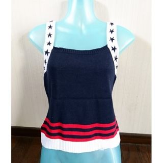 トミーヒルフィガー(TOMMY HILFIGER)の美品 星条旗 アメリカ国旗 ニットキャミソールビスチェ トミーヒルフィガー(キャミソール)