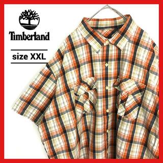 ティンバーランド(Timberland)の90s 古着 ティンバーランド 半袖シャツ 刺繍 チェック ゆるダボ XXL(シャツ)
