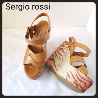 セルジオロッシ(Sergio Rossi)の☆にこちゃん様☆Sergio rossi◆セルジオロッシ  レザー ウエッジソー(サンダル)