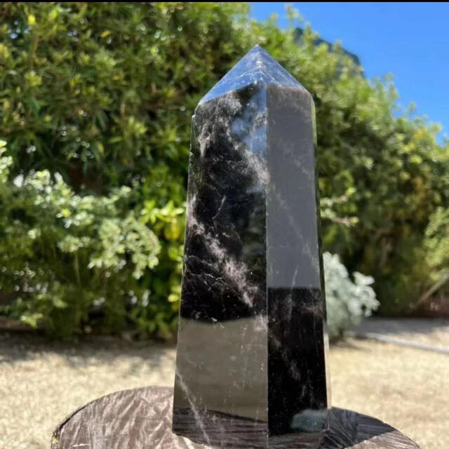 ✨漆黒の特大ポイント✨モリオン 黒水晶 六角柱 天然石 原石 80500円