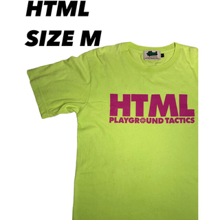 エイチティーエムエル(html)のHTML  Tシャツ　M ネオンイエロー　html 蛍光イエロー　バスケット(Tシャツ/カットソー(半袖/袖なし))