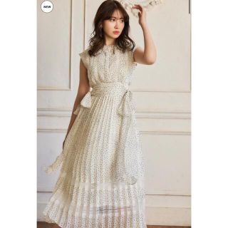 ハーリップトゥ(Her lip to)のPolka Dot Side Bow Pleated Dress(ロングワンピース/マキシワンピース)