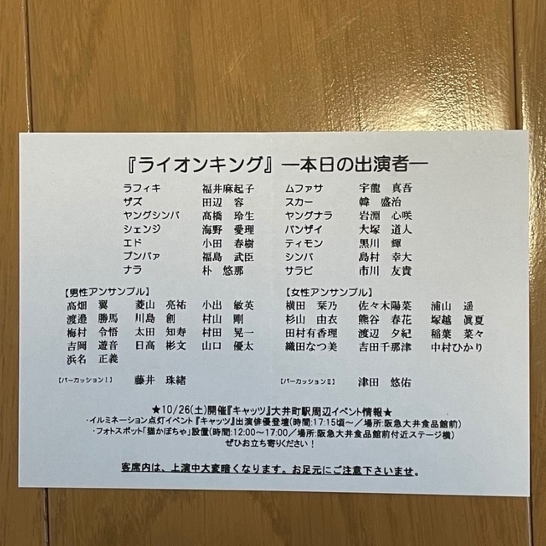 プログラム2冊セット【劇団四季ライオンキング】キャスト表付き エンタメ/ホビーの本(アート/エンタメ)の商品写真