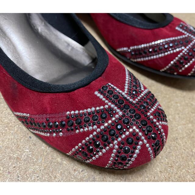 ESPERANZA(エスペランサ)のエスペランサ　パンプス　赤　ワインレッド　スタッズパンプス レディースの靴/シューズ(バレエシューズ)の商品写真