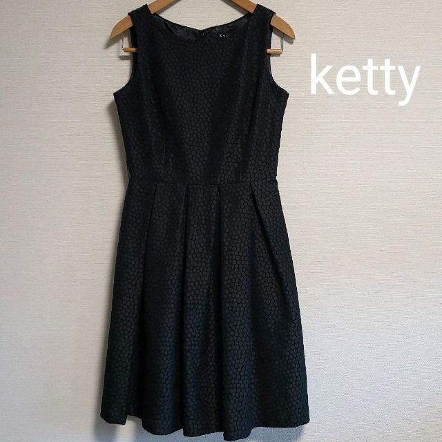 ケティ ketty ワンピース プリーツ ドット 総柄 ノースリーブ ドレス