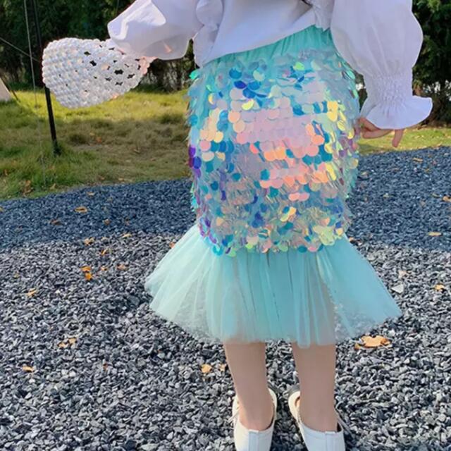 キラキラ♡ブルーのマーメイドスカート  キッズ/ベビー/マタニティのキッズ服女の子用(90cm~)(スカート)の商品写真