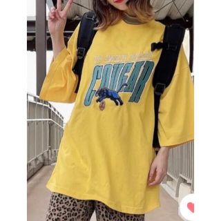 ウィゴー(WEGO)のWEGO ウィゴー ビンテージロゴ刺繍ビッグシルエット5分袖Tシャツ(Tシャツ/カットソー(半袖/袖なし))