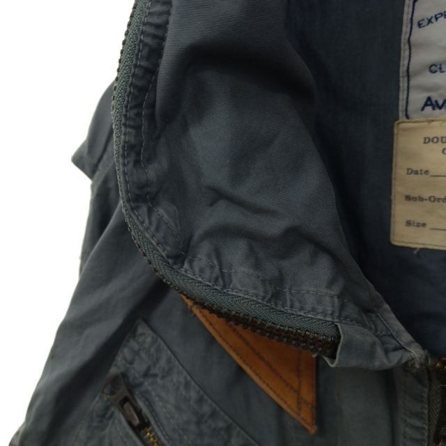 RRL(ダブルアールエル)のRRL ダブルアールエル サマーフライトジャケット フード付き レザーパッチ グレーブルー メンズのジャケット/アウター(その他)の商品写真